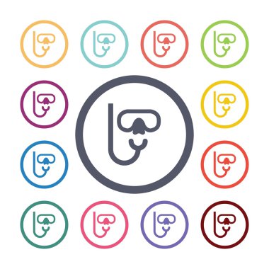 Dalış maske düz Icons set