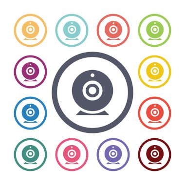 Web kamera düz Icons set