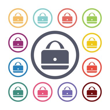 çanta düz Icons set