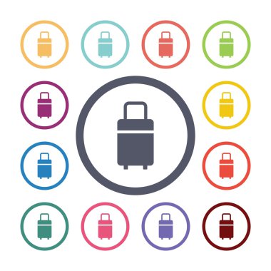 seyahat çanta düz Icons set
