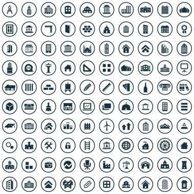 100 architecture icons clipart