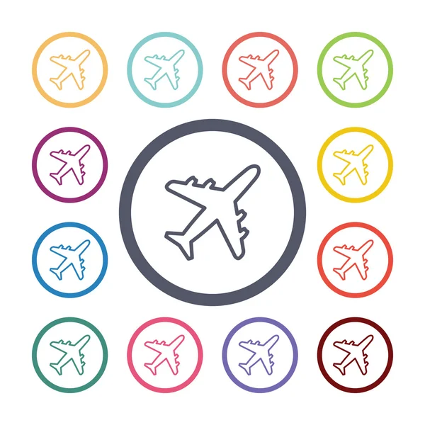 Airplane flat icons set — Stock Vector