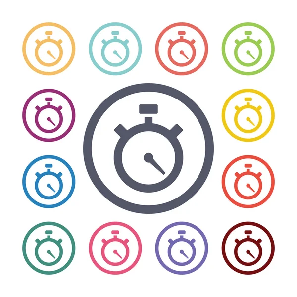 Timer flat icons set — Stock Vector