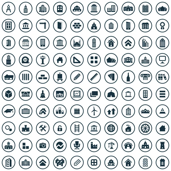 100 arkitekturen ikoner — Stock vektor