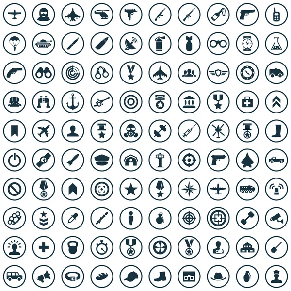 100 army icons — Stock Vector