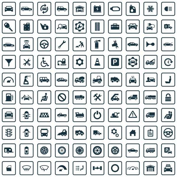 100 auto ikoner — Stock vektor