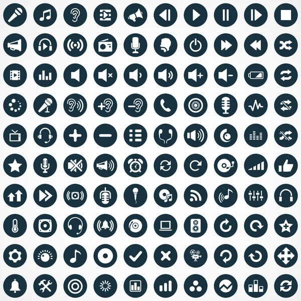 100 audio iconen — Stockvector