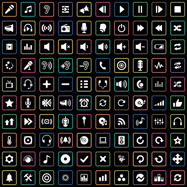 100 icônes audio — Image vectorielle