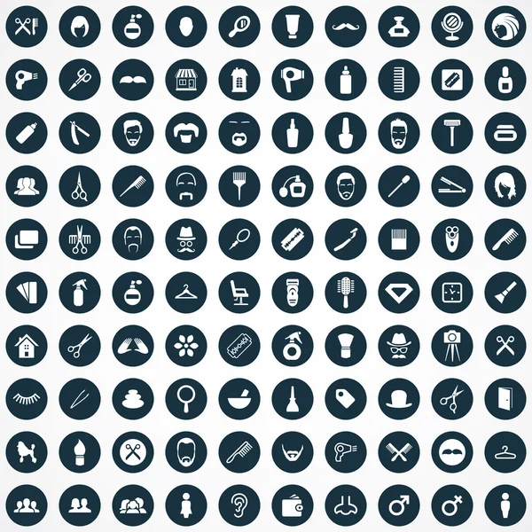 100 holičství ikony — Stockový vektor