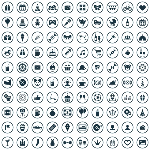 100 iconos de cumpleaños — Vector de stock