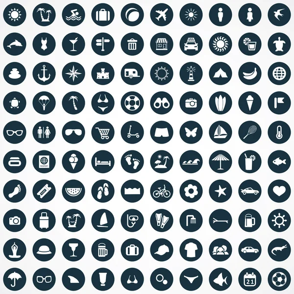 100 beach icons — Stock Vector