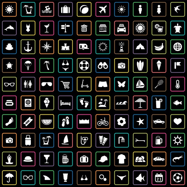100 strand iconen — Stockvector