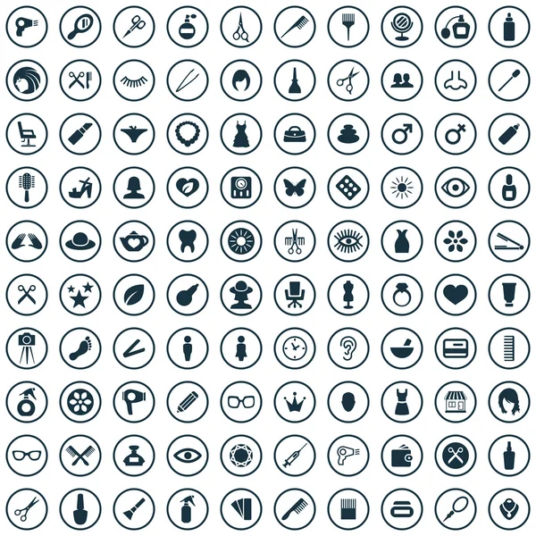 100 schoonheidssalon iconen — Stockvector