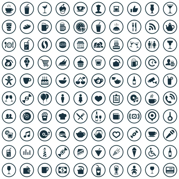 100 cafe icons — Stock Vector