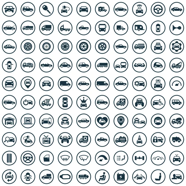 100 iconos de coche — Archivo Imágenes Vectoriales