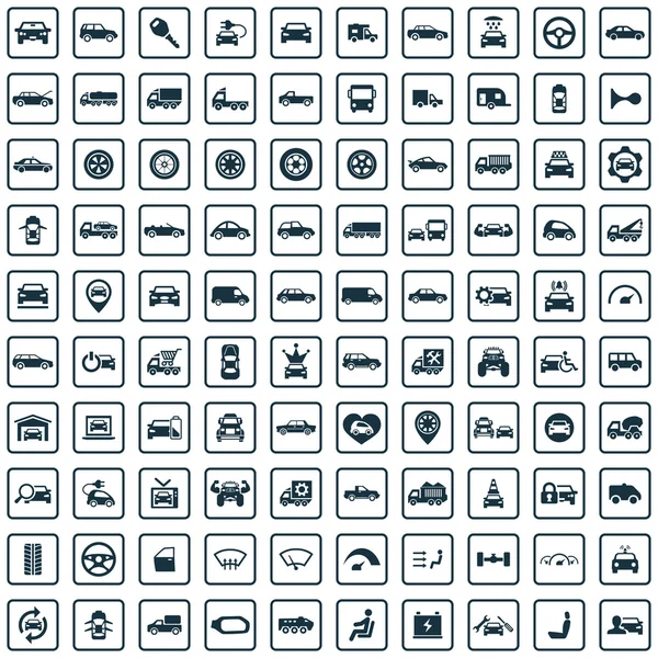 100 autó ikonok — Stock Vector