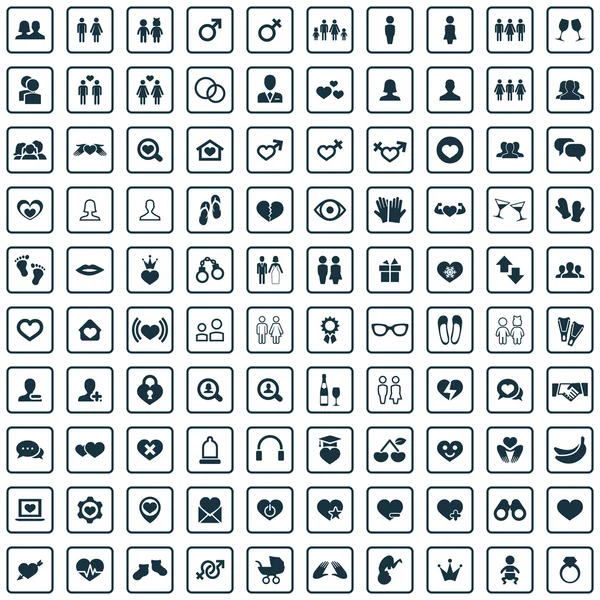 100 couple icons — Stock Vector