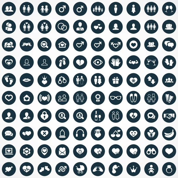 100 couple icons — Stock Vector