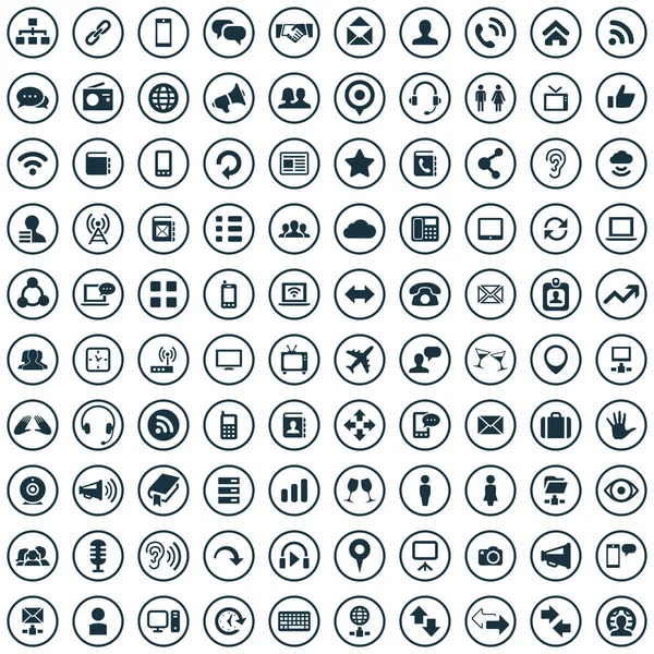 100 mededeling iconen — Stockvector