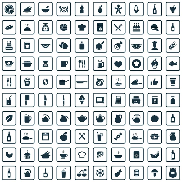 100 koken pictogrammen — Stockvector