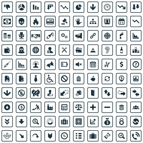 100 crisis icons — Stock Vector