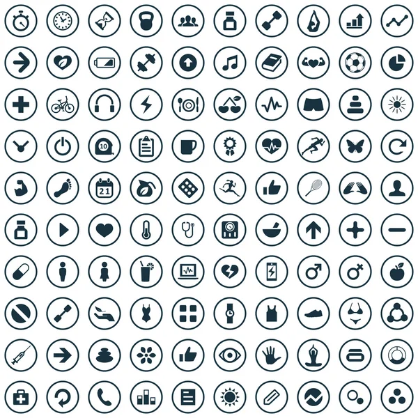 100 iconos de fitness — Vector de stock