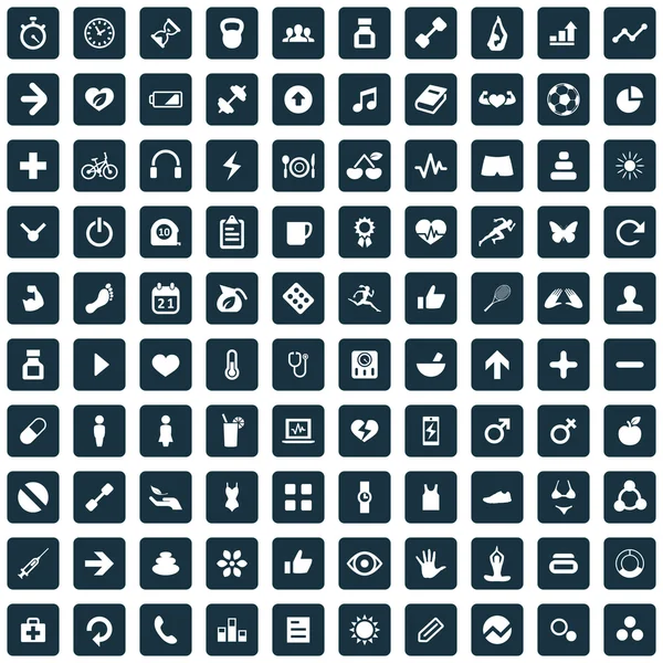 100 іконки фітнес — стоковий вектор