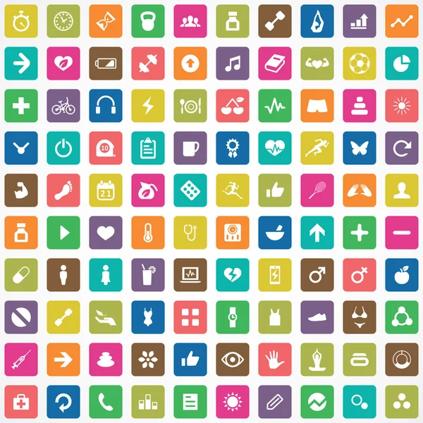 100 fitness icons — Stock Vector