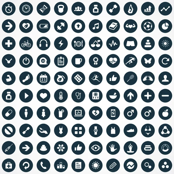 100 iconos de fitness — Archivo Imágenes Vectoriales