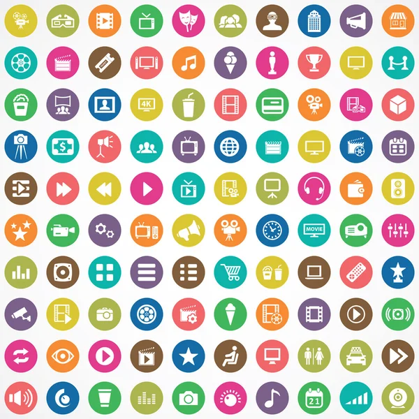 100 cinema icons — Stock Vector