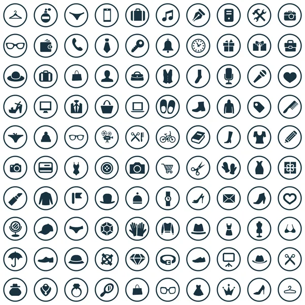 100 accessoires pictogrammen — Stockvector