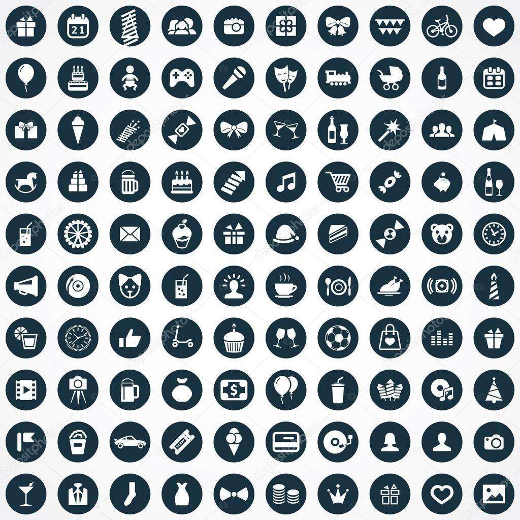 100 Birthday Icons Stock Vector Image By C Rashad Ashurov