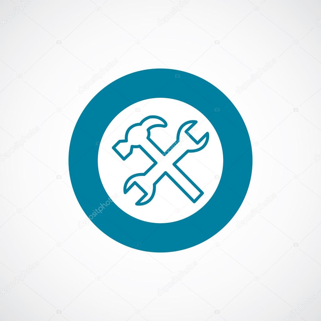 Repair icon bold blue circle border, white background