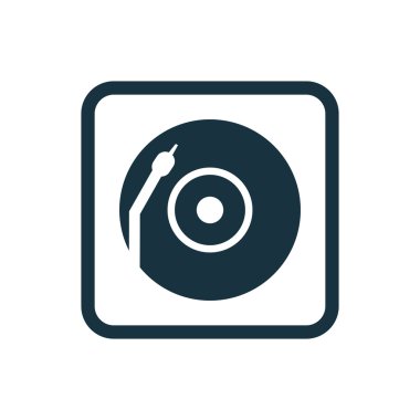 Vinil pikap simgesi yuvarlak kareler düğmesi