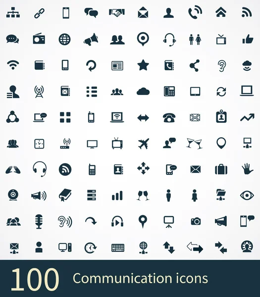 100 mededeling iconen — Stockvector