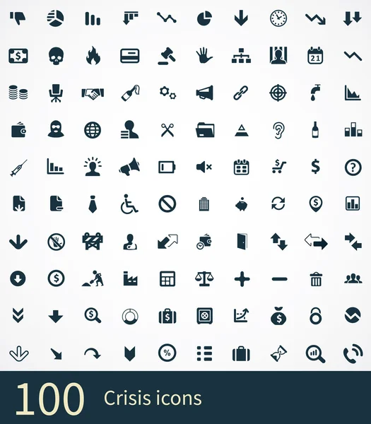 100 iconos de crisis — Archivo Imágenes Vectoriales