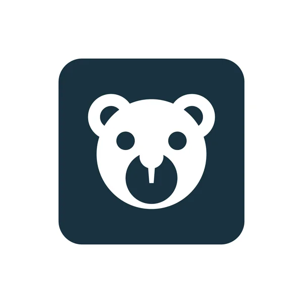 Иконка медведя Круглая квадратная кнопка — стоковый вектор