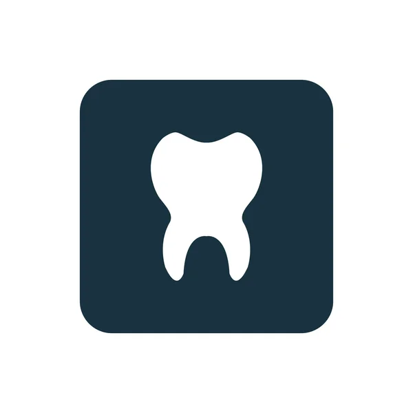 歯アイコン角丸正方形ボタン — ストックベクタ