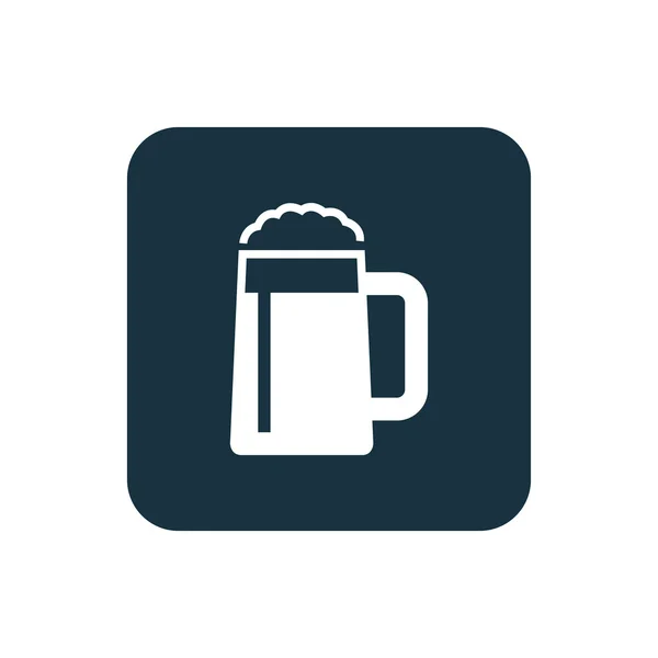 Glas bier pictogram afgeronde pleinen knop — Stockvector