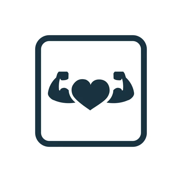 Coeur avec muscle bras icône Carrés arrondis butto — Image vectorielle