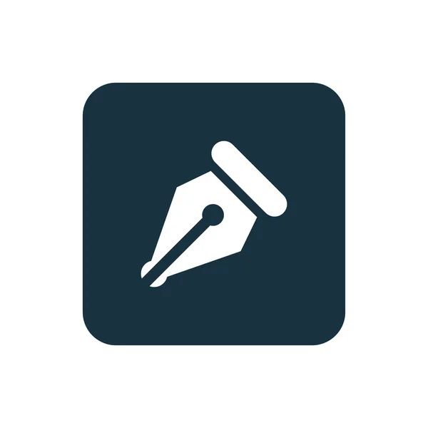 Pen pictogram afgeronde pleinen knop — Stockvector