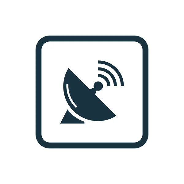 Spoetnik antenne pictogram afgeronde pleinen knop — Stockvector