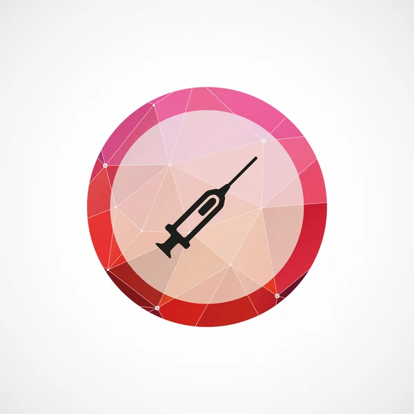 Jeringa círculo rosa triángulo fondo ico — Vector de stock
