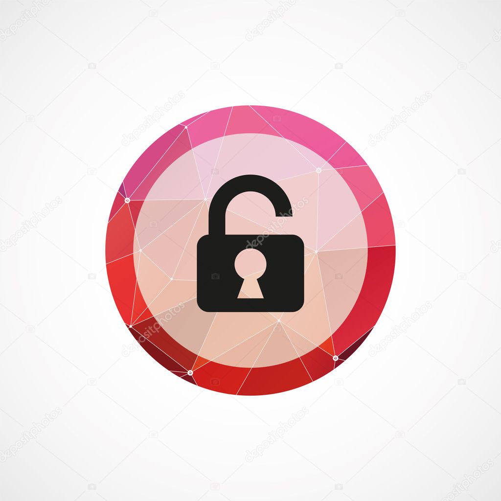 unlock circle pink triangle background ico