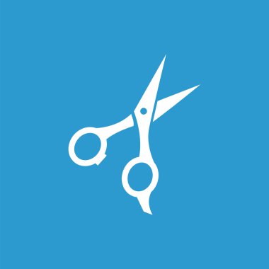 makas simgesi, izole, mavi adam üzerinde beyaz