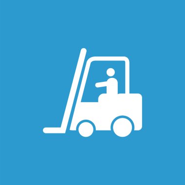 Mavi üzerine beyaz işlemi anahat simgesini, izole, forklift 