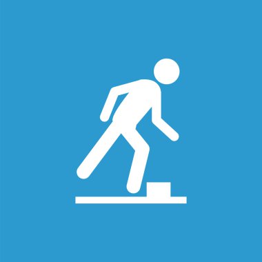 senin adım anahat simgesini, izole, mavi backgr üzerinde beyaz seyretmek