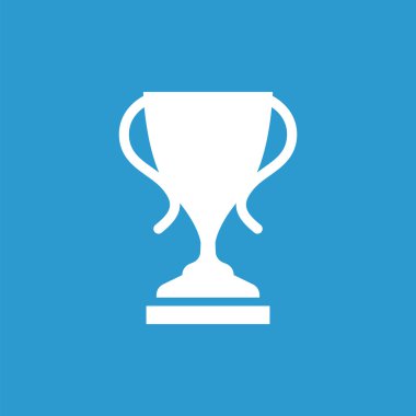 Kupası simgesi, izole, mavi adam üzerinde beyaz