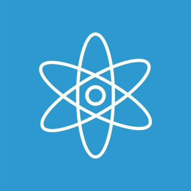 Atom anahat simgesini, izole, mavi adam üzerinde beyaz