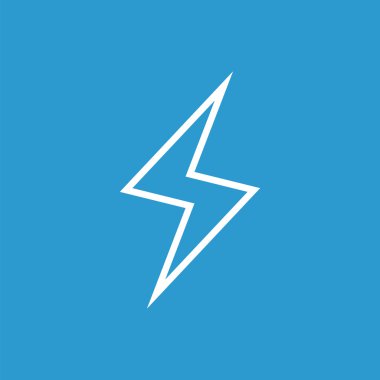 Yıldırım anahat simgesini, izole, mavi adam üzerinde beyaz